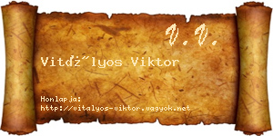 Vitályos Viktor névjegykártya